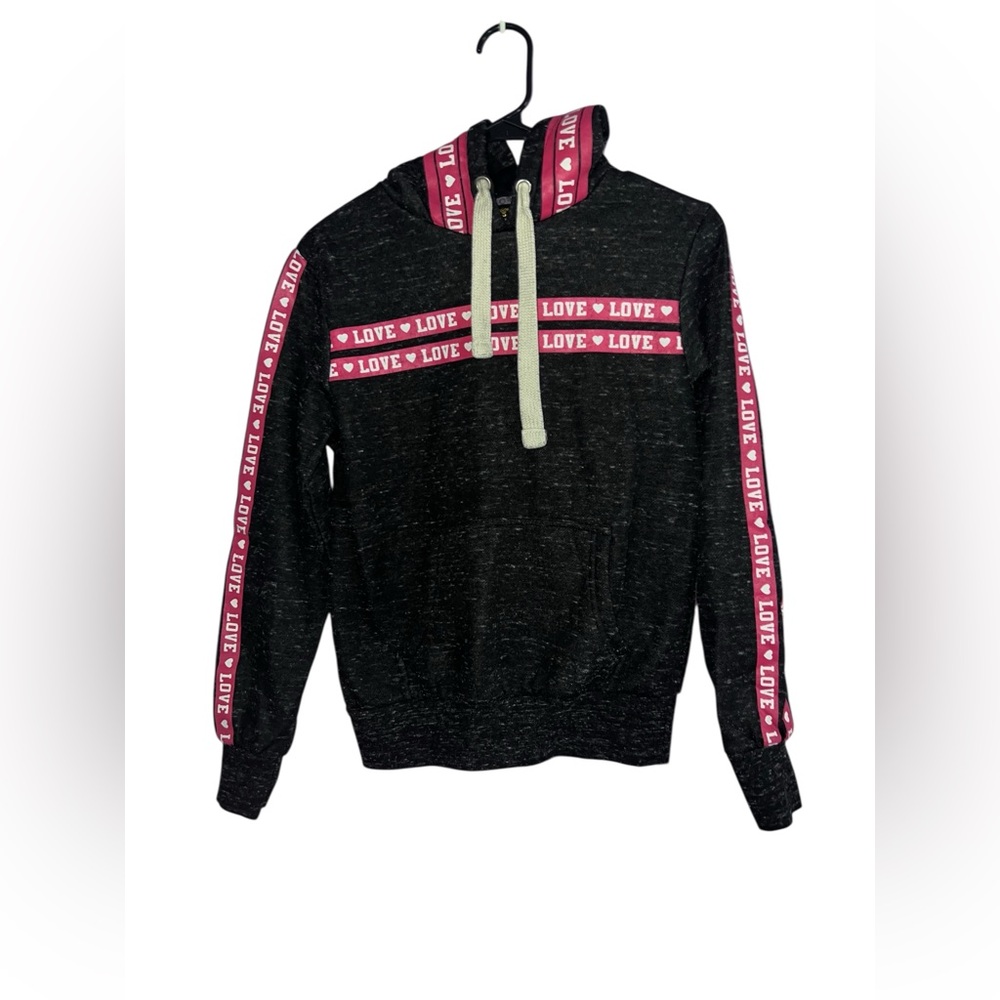Special One Juniors Womens Dark Grey “Love” Hooded Sweater Sz Small Hoodie